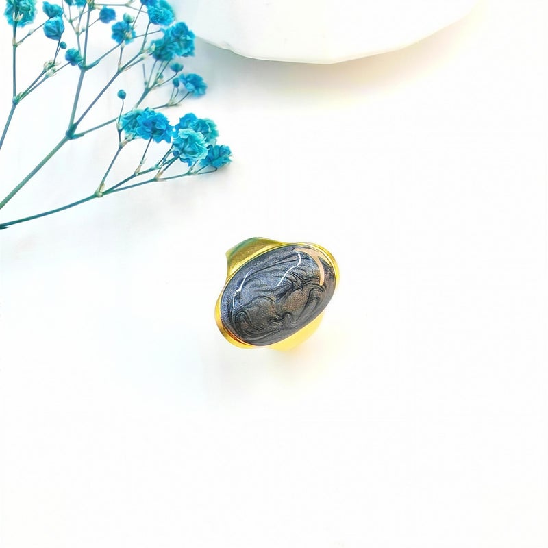 Selling Retro Ring, Oil-Dropping Gemstone Ring, Niche Women'S High-End Versatile Titanium Steel Non-Fading Hand Jewelry - Image 5